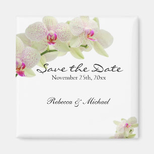Beautiful White and Hot Pink Orchids Save the Date Magnet