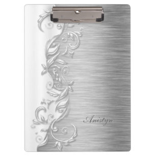 Beautiful White and Silver Design Clipboard