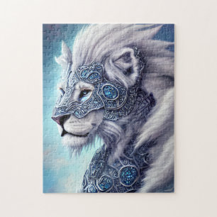 Beautiful White Armored Warrior Lion  Jigsaw Puzzle