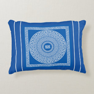 Beautiful White Borders on Grey Blue Background Decorative Cushion
