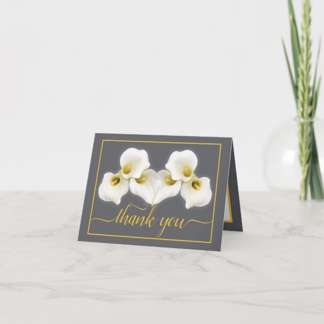 Beautiful White Calla Lilies Floral Chic Thank You Card (Front)