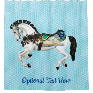 Beautiful White Carousel Horse Shower Curtain