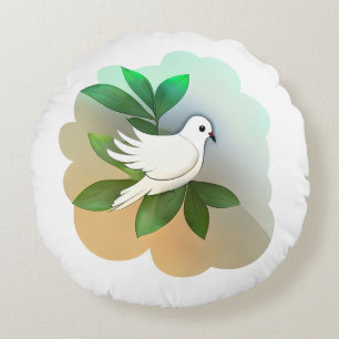Beautiful White Dove  Round Cushion