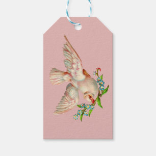 beautiful white dove with sprig in its mouth gift tags