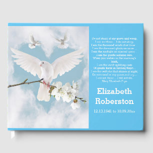 Beautiful White Doves "Do Not Weep" Memorial Guest Book