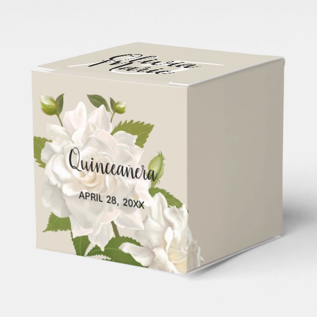 Beautiful White Elegant Gardenia  Favour Box (Front Side)