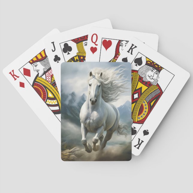 Beautiful White Equestrian  Playing Cards (Back)