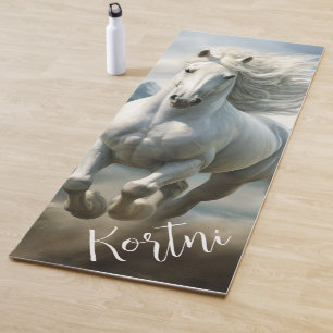 Beautiful White Equestrian  Yoga Mat
