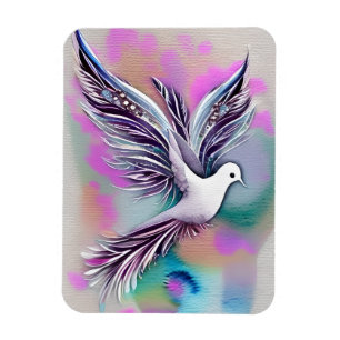 Beautiful White Ethereal Watercolor Dove Magnet