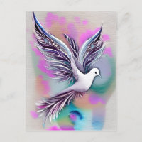 Beautiful White Ethereal Watercolor Dove