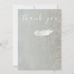 Beautiful White Feather Blue Flat Thank You Card