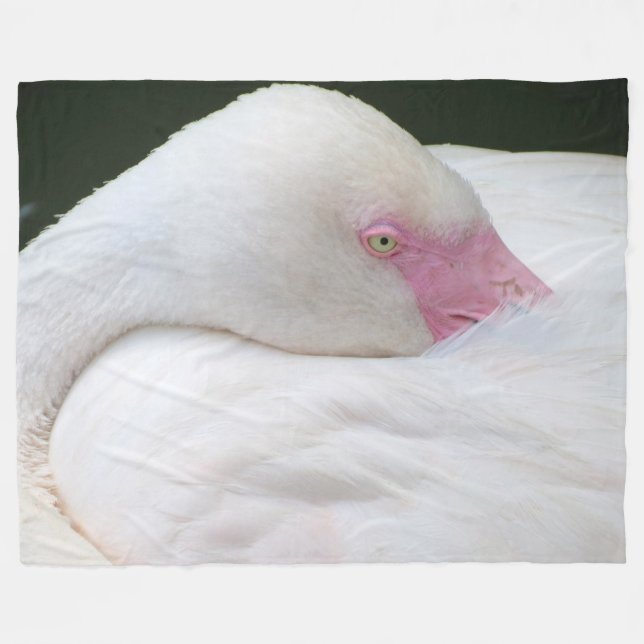 Beautiful White Flamingo Fleece Blanket (Front (Horizontal))