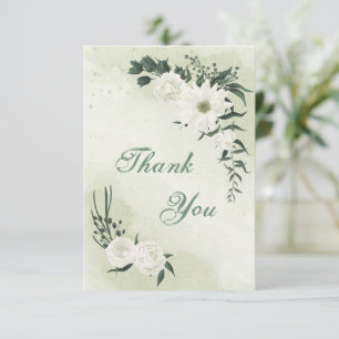 beautiful white floral greenery thank you card
