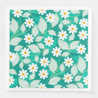 Beautiful white flower and leaf design napkin