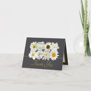 Beautiful White Flowers Floral Bouquet Thank You Card
