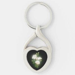 Beautiful White Flowers Glow Style Key Ring