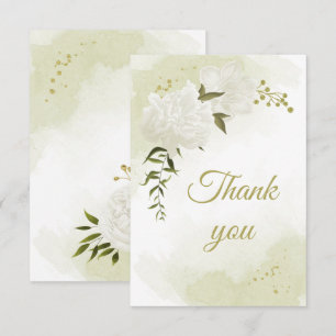 Beautiful white flowers greenery botanical  thank you card