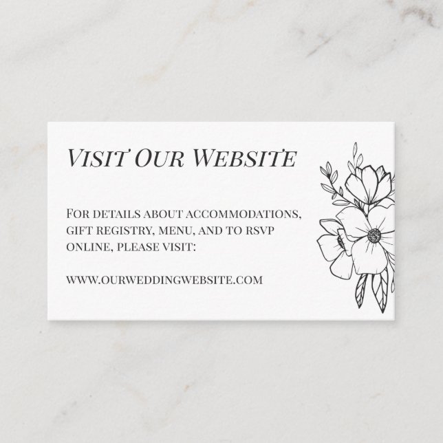 Beautiful White Flowers Wedding Details Enclosure Card (Front)