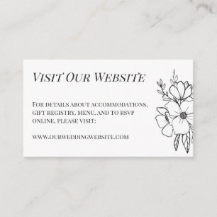 Beautiful White Flowers Wedding Details Enclosure Card
