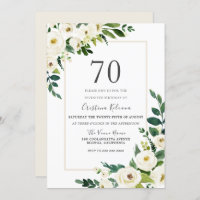 Beautiful White Flowers With Frame 70th Birthday
