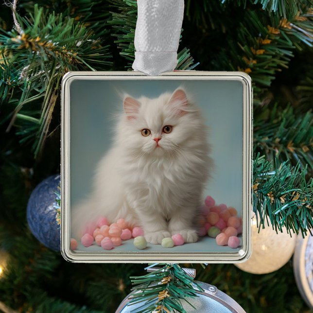 Beautiful White Fluffy Cat Ornament (Creator Uploaded)