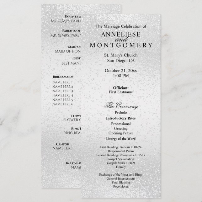 Beautiful White Glitter  -  Program Programme (Front/Back)