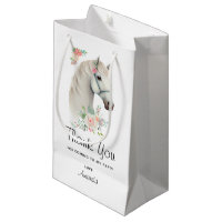Beautiful White Horse Boho Floral Thank You