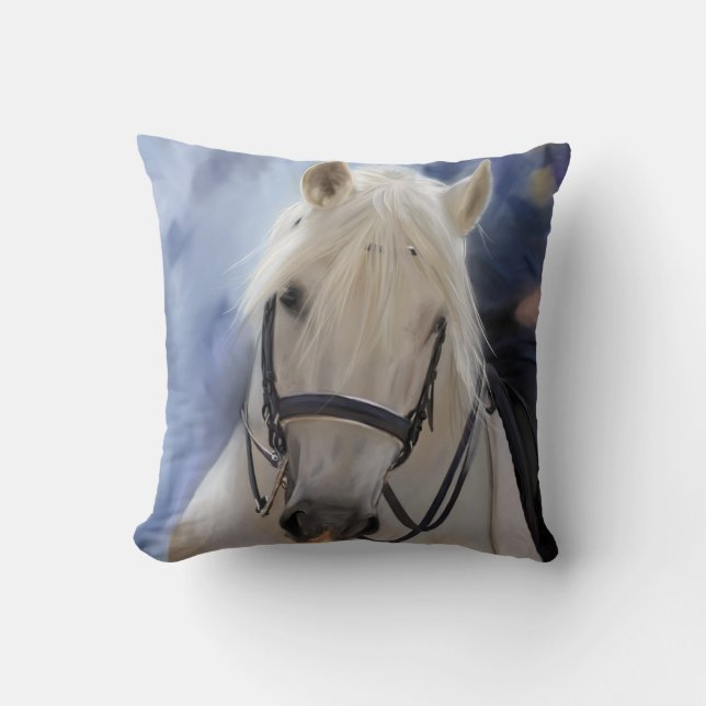 Beautiful White Horse Cushion (Front)