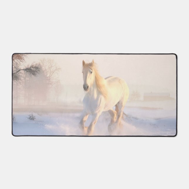 Beautiful White Horse Desk Mat (Front)