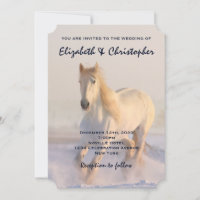 Beautiful White Horse Galloping in the Snow Rustic