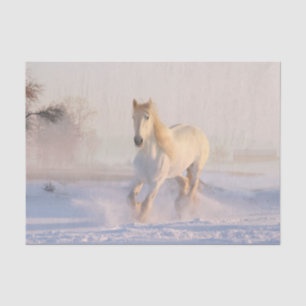 Beautiful White Horse Galloping in the Snow Tissue Paper