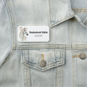 Beautiful White Horse Head Boho Floral Name Tag