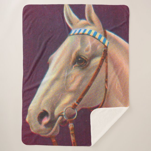 beautiful white horse sherpa blanket (Front)