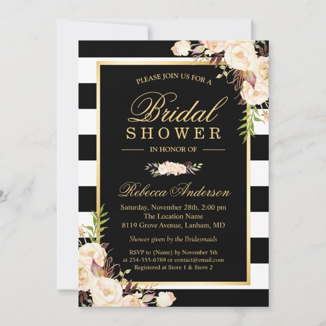 Beautiful White Ivory Flowers Winter Bridal Shower Invitation (Front)