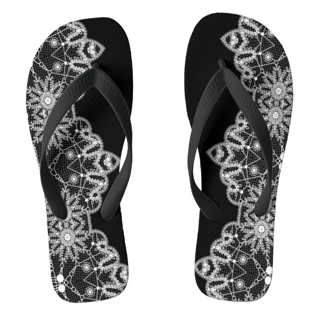  Beautiful White Lace Elegant   Flip Flops (Footbed)