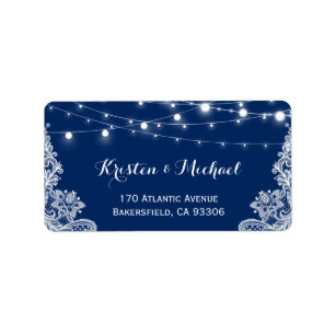 Beautiful White Lace String Lights Navy Blue Label