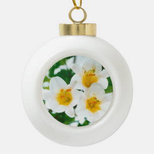 Beautiful White lilies - Lilium candidum Ceramic Ball Christmas Ornament