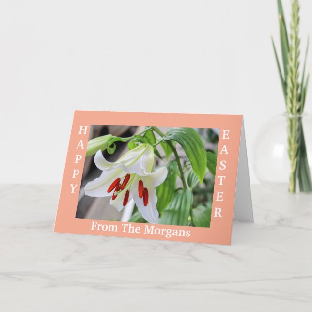 BEAUTIFUL WHITE  LILY HAPPY EASTER CARD (Front)