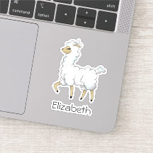 Beautiful White Llama With Your Name Vinyl