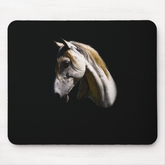 Beautiful White Mare Ranch Horse Photo Portrait Mouse Pad (Front)