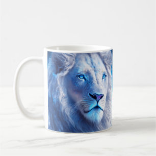 Beautiful White Mystical Lion with Blue Eyes Coffee Mug
