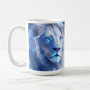 Beautiful White Mystical Lion with Blue Eyes Coffee Mug