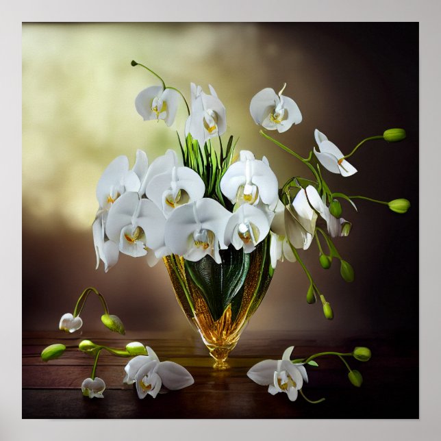  Beautiful White Orchids Floral Bouquet   Poster (Front)