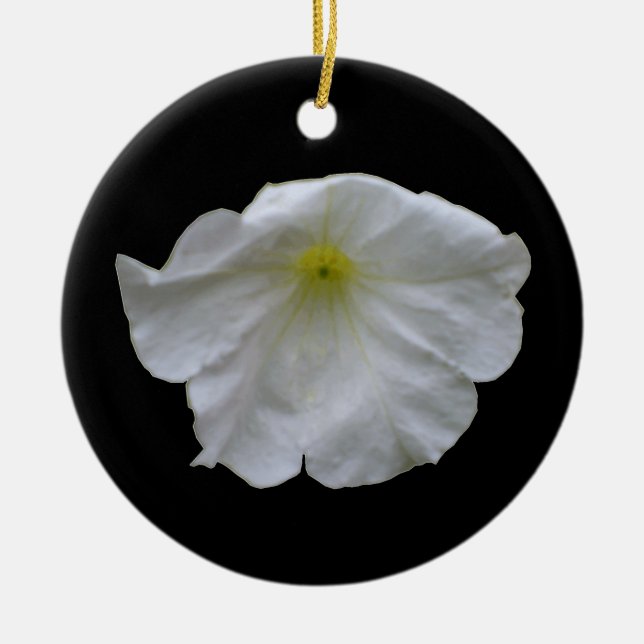 Beautiful White Petunia Custom Birthday Ceramic Tree Decoration (Front)