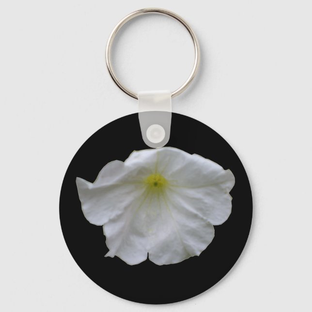 Beautiful White Petunia Keychain (Front)