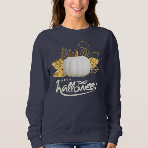 Beautiful White Pumpkin with Golden Leaf Sweatshirt