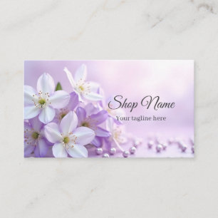 Beautiful White Purple Real Floral Photo Business Card