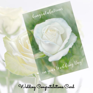 Beautiful White Rose Art Wedding Congratulations Card