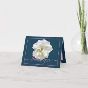 Beautiful White Rose Colour Backdrop Chic Thank Yo Card
