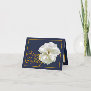 Beautiful White Rose Flower Pretty Happy Birthday Card